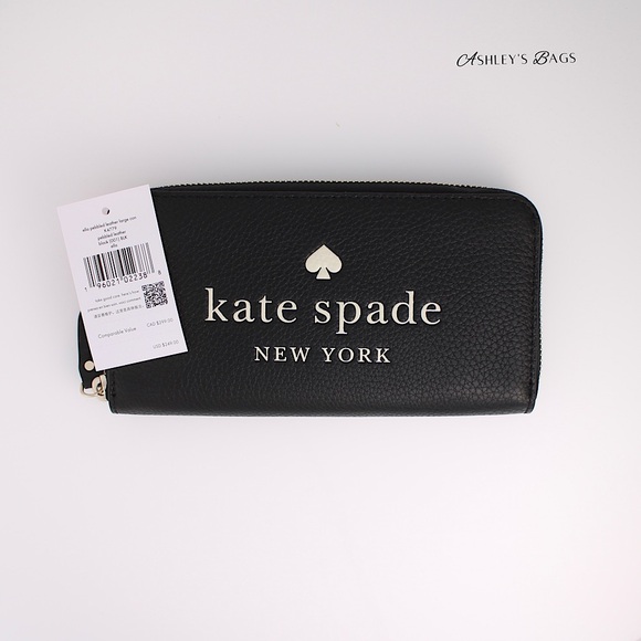 Kate Spade Ella Pebbled Leather Large Continental Wallet In Black - Picture 2 of 4